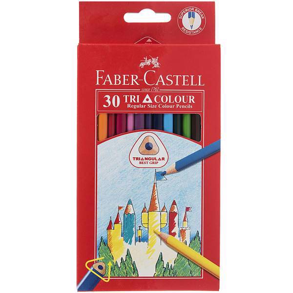 مداد رنگی 30 رنگ فابر کاستل مدل Tri Colour، Faber Castell Tri Colour 30 Color Pencil