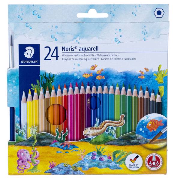 مداد آبرنگی 24 رنگ استدلر مدل نوریس کلاب 144، Staedtler Noris Club 144 24 Watercolor Pencil