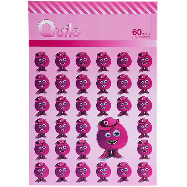 دفتر مشق کوییلو طرح هیولای صورتی بانمک 60 برگ، Quilo Cute Pink Monster Homework Notebook 60 Sheets