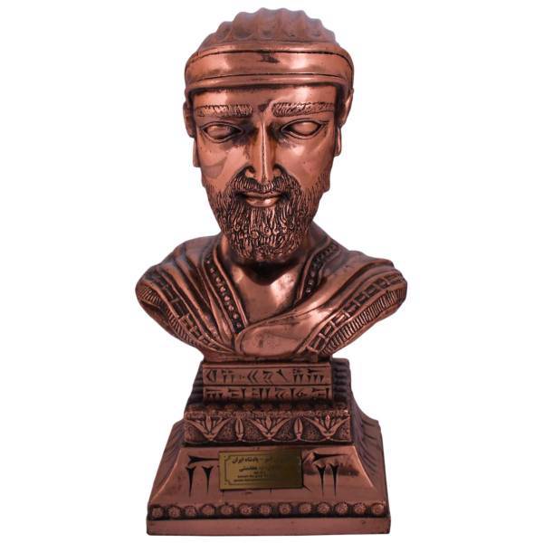 سردیس مس اندود کوروش گالری آسیمن مدل 02-01 ارتفاع 27 سانتیمتر، Asimen gallery Kourosh statue 01-02