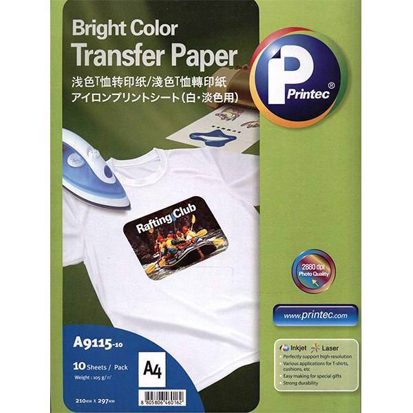 کاغذ چاپ پرینتک مخصوص لباس رنگ روشن کد A9115، Printec A9115 Bright Color Transfer Paper