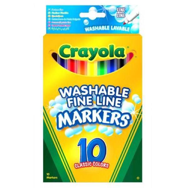 ماژیک رنگ آمیزی کرایولا مدل Washable Fine Line - بسته 10 رنگ، Crayola Washable Fine Line10 Colors Marker