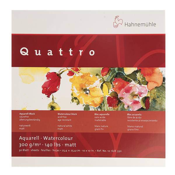 بوم آبرنگ دفترچه‌ای هانه موله مدل Quattro سایز 25.4 × 25.4 سانتی‌متر 30 برگ، Hahnemuhle Quattro Watercolor Notebook Canvas Size 25.4 in 25.4cm 10 Sheets