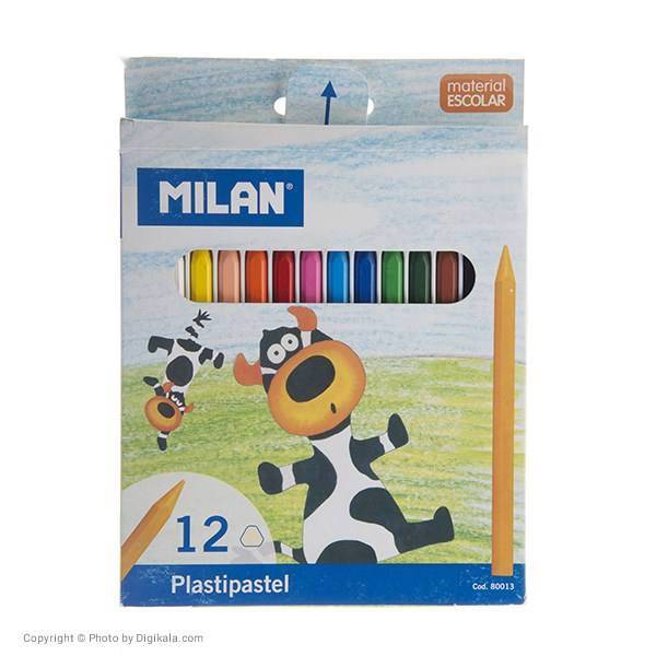 پاستل روغنی 12 رنگ میلان مدل پلاستی پاستل، Milan Plastipastel Crayon - Pack Of 12