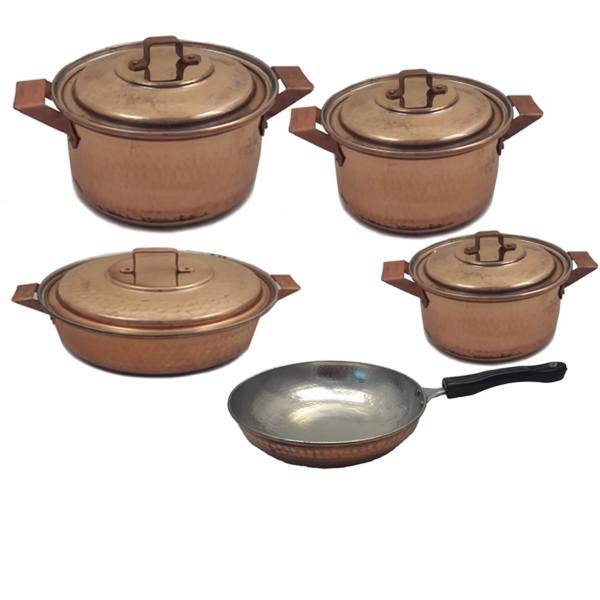 سرویس قابلمه راسته 9 پارچه مسی زنجان کد 1375، Zanjan Copper Cookware Set 9Pieces 1375