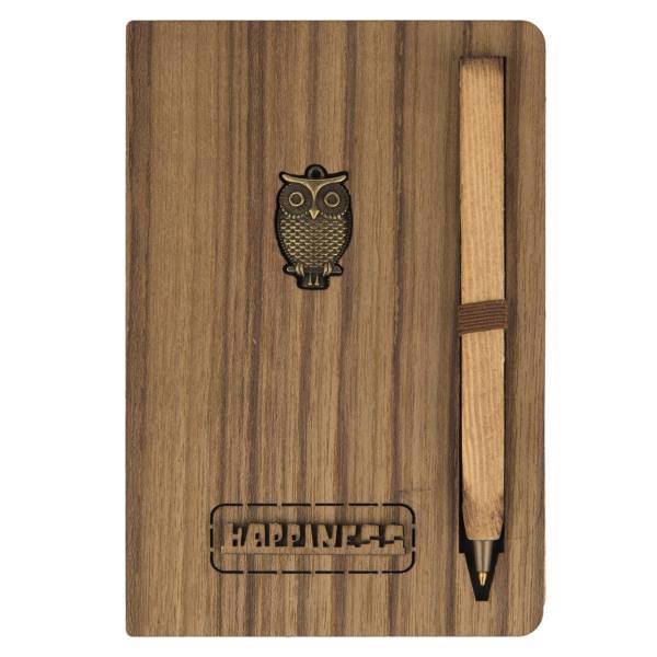 دفتر یادداشت مدل 1 Happiness سایز 9.5 × 14 سانتی متر به همراه خودکار، Happiness 1 Notebook Size 14 in 9.5cm with Pen