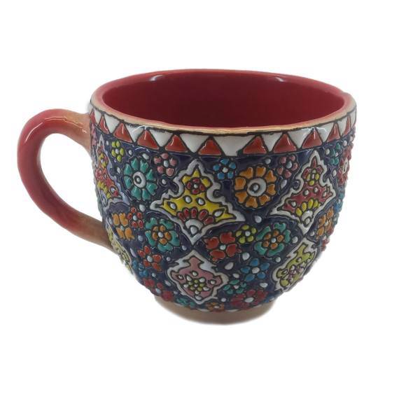 ماگ سفالی میناکاری آبی عمیق کد 105