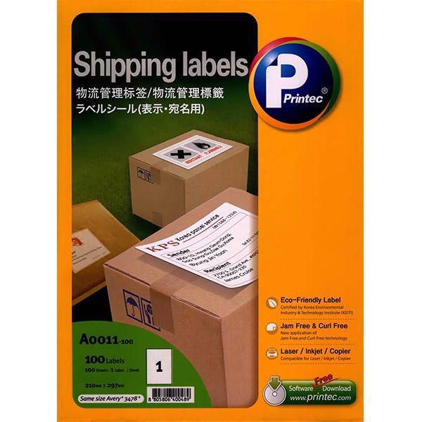 برچسب کارتون پرینتک کد A0011 - بسته 100 عددی، Printec Shipping Labels Code A0011 - Pack of 100