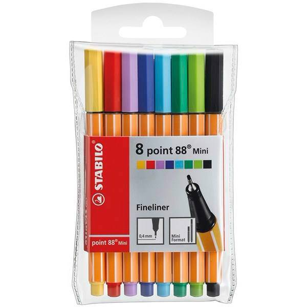 روان نویس 8 رنگ استابیلو مدل Point 88 Mini، Stabilo Point 88 Mini 8 Color Rollerball Pen