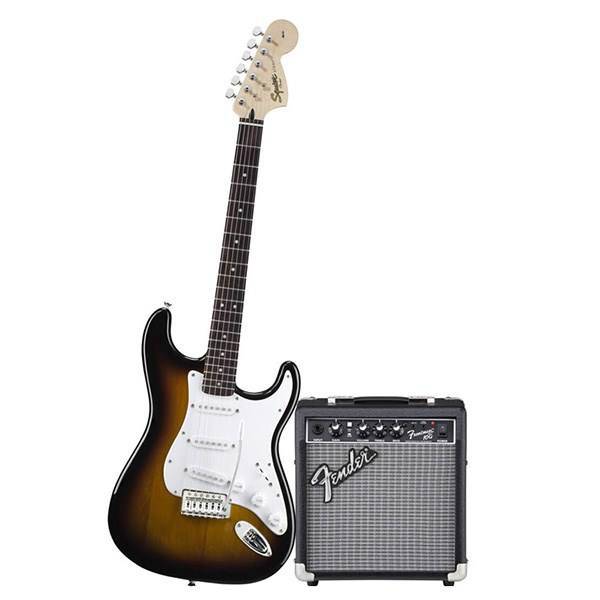 پکیج گیتار الکتریک فندر مدل Squier Affinity Series Stratocaster Brown Sunburst، Fender Squier Affinity Series Stratocaster Brown Sunburst Electric Guitar Package