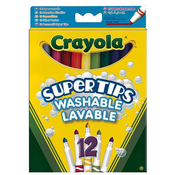 ماژیک رنگ آمیزی کرایولا مدل Supertips Washable Lavable - بسته 12 رنگ، Crayola Supertips Washable Lavable12 Colors Marker