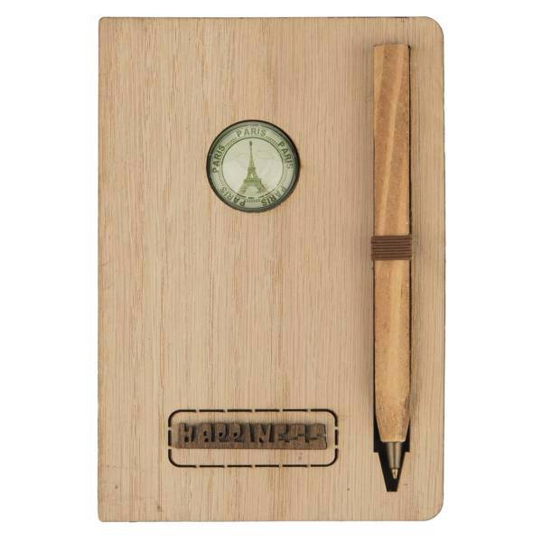 دفتر یادداشت مدل 2 Happiness سایز 9.5 × 14 سانتی متر به همراه خودکار، Happiness 2 Notebook Size 14 in 9.5cm with Pen