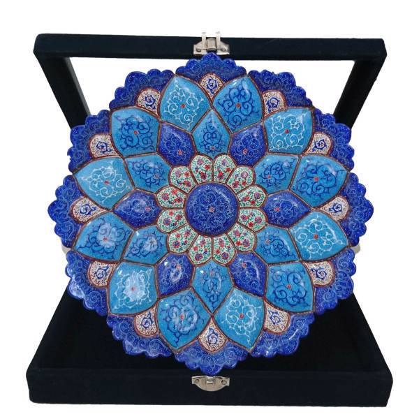 بشقاب مسی میناکاری گالری ثامن سیلور قطر 25 سانتی متر کد S100.