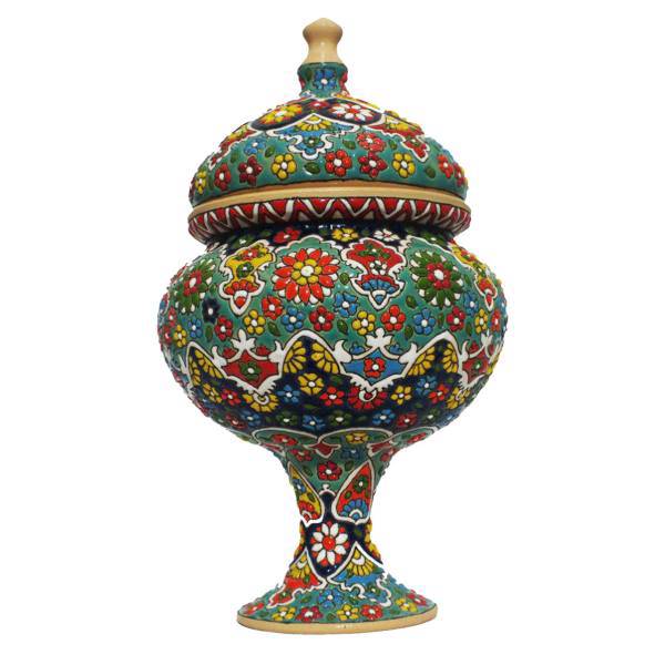 شکلات خوری سفالی سی دا طرح میناکاری مدل تک پایه کد KR04002