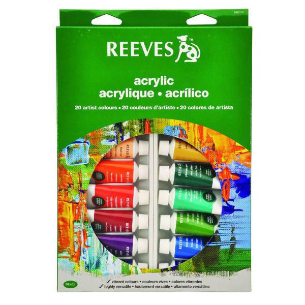 رنگ اکرلیک 20 رنگ ریوز حجم 22 میلی لیتر، Reeves 20 Color Acrylique 22ml