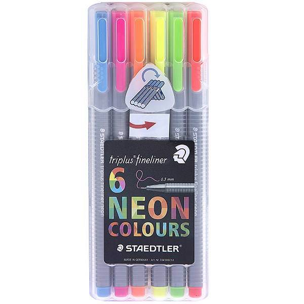 روان نویس 6 رنگ استدلر مدل Triplus Neon Colours، Staedtler Triplus Fineliner Neon Colours 6 Color Rollerball Pen