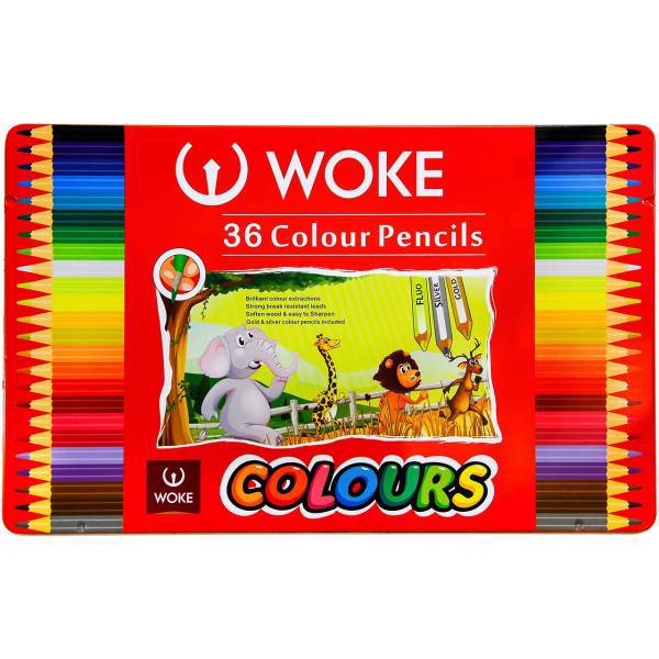 مداد رنگی 36 رنگ ووک طرح حیوانات، Woke Animals 36 Color Pencils