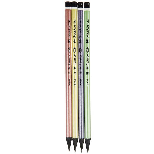 مداد مشکی فابر کاستل مدل Pearly - بسته 4 عددی، Faber-Castell Pearly Black Pencil - Pack of 4