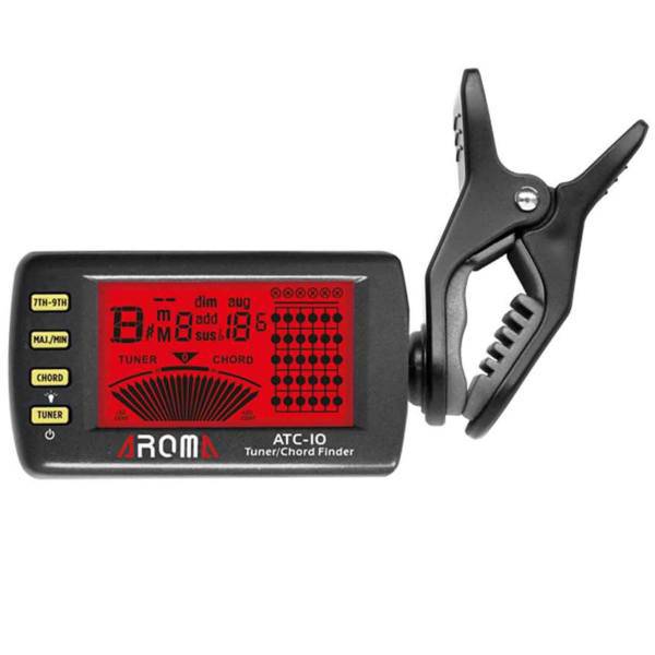 تیونر کروماتیک و آکوردیاب گیره ای آروما مدل ATC-10، AROMA ATC-10 Clip On Digital Guitar Tuner Chord Finder Chromatic Tuner