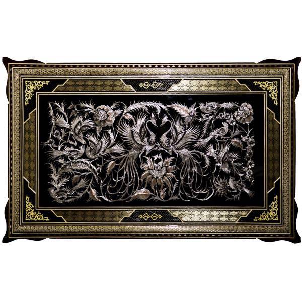 تابلو خاتم و قلمزنی طرح گل و مرغ مدل 474207