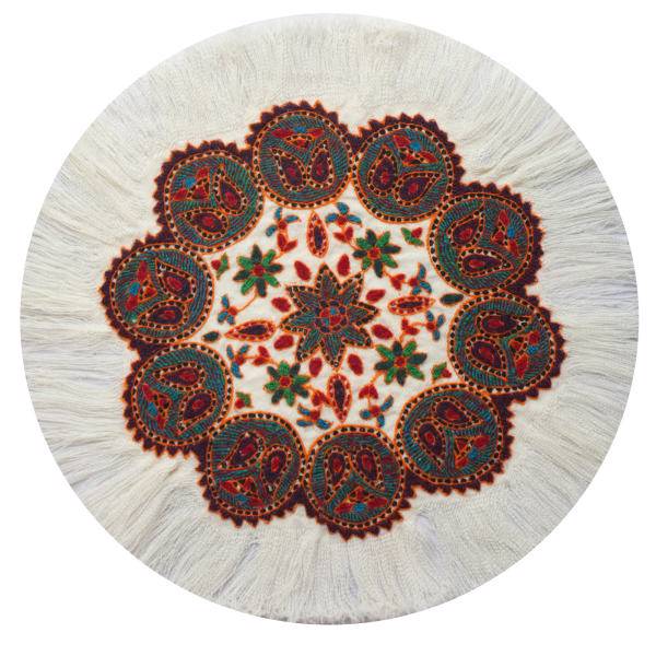 رومیزی پته دوزی کوی دوست مدل شمسه کد SH2W، Kooyedoost Pate Tablecloth Shamse SH2W Diameter 45 cm