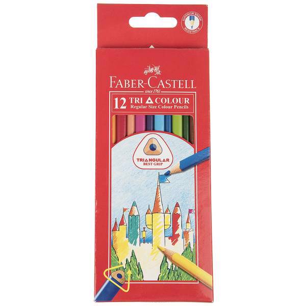 مداد رنگی 12 رنگ فابر کاستل مدل Tri Colour، Faber Castell Tri Colour 12 Color Pencil