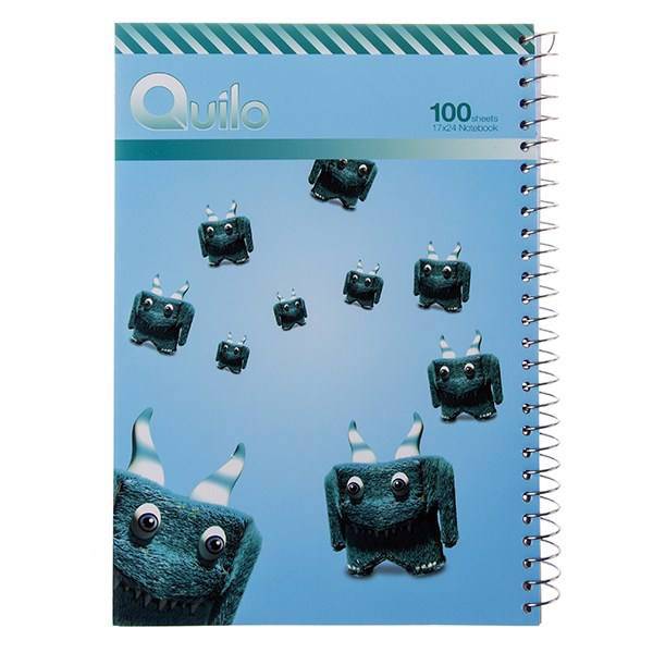 دفتر 100 برگ کوییلو طرح هیولا شاخ‌دار بامزه جلد شومیز، Quilo Cute Horned Monster Design Soft Cover 100 Sheets Notebook