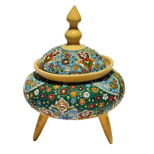 شکلات خوری سفالی سی دا طرح میناکاری مدل سه پایه کد KR04001