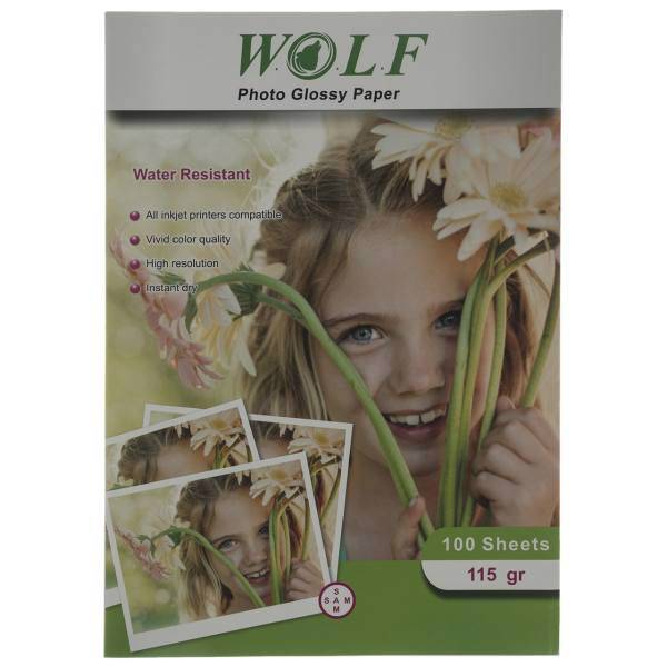 کاغذ فتو گلاسه 115 گرم ولف سایز A3، Wolf 115 G Glossy Photo Paper Size A3