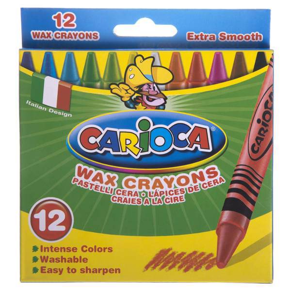 مداد شمعی 12 رنگ کاریوکا، Carioca 12 Color Wax Crayon