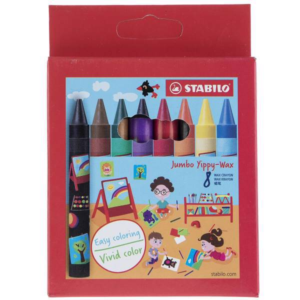 مداد شمعی 8 رنگ استابیلو مدل Jumbo Yippy-Wax، Stabilo Jumbo Yippy-Wax 8 Color Crayon