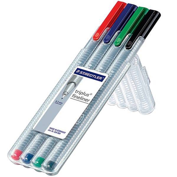 روان نویس 4 رنگ استدلر مدل Triplus Fineliner 334، Staedtler Triplus Fineliner 334 4 Color Rollerball Pen