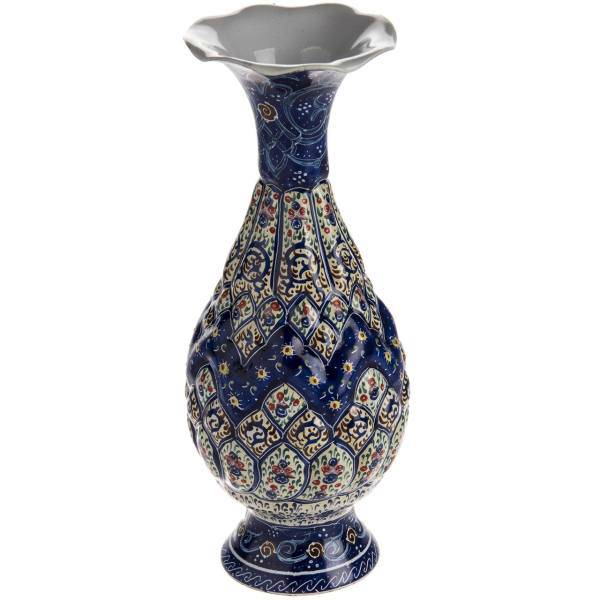گلدان مسی میناکاری شده اثر شیرازی طرح 4 ارتفاع 16 سانتی متر