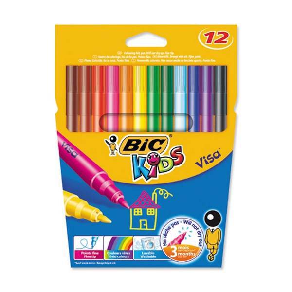 ماژیک رنگ آمیزی 12 رنگ بیک سری Kids مدل Visa، Bic Kids Series Visa 12 Color Painting Marker