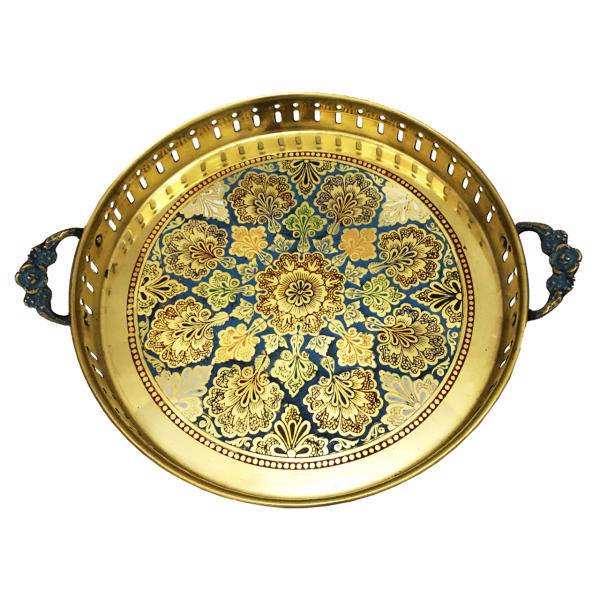 سینی برنجی جام هنر مدل دسته دار 10