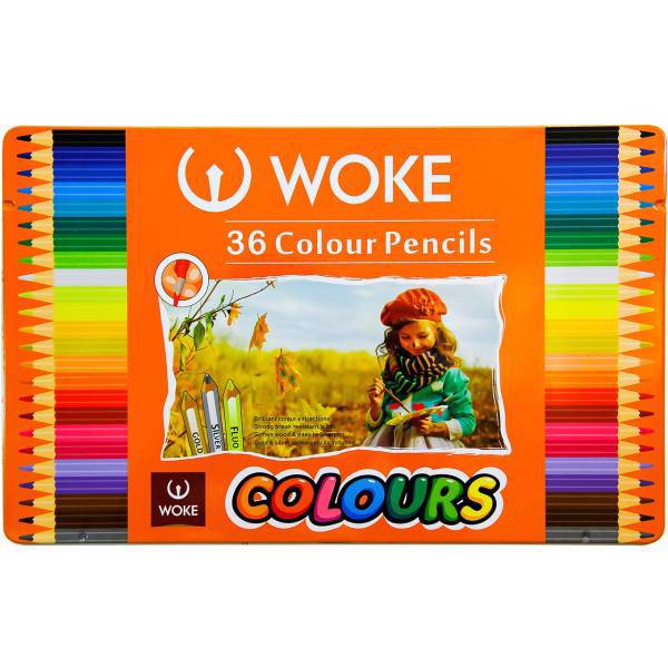 مداد رنگی 36 رنگ ووک طرح دختر نقاش، Woke Girl Painter 36 Color Pencils