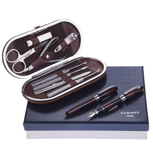 ست خودکار و خودنویس یوروپن مدل Nix به همراه ست مانیکور، Europen Nix Pen and Fountain Pen Set with Manicure Set