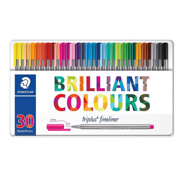 روان نویس 30 رنگ استدلر مدل Triplus Brilliant Colours کد 334 M30، Staedtler 334 M30 Triplus Brilliant Colours 30 Color Rollerball Pen