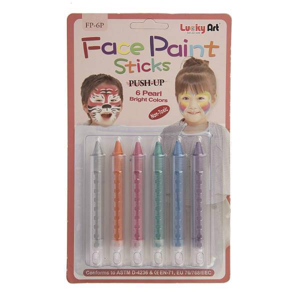 قلم 6 رنگ گریم لاکی آرت مدل Pearl Bright، Lucky Art Pearl Bright 6 Color Make Up Pen