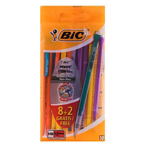 مداد نوکی بیک سری ماتیک مدل استرانگ با قطر نوشتاری 0.9 میلی متر - بسته 10 عددی، Bic 0.9mm Matic Strong Mechanical Pencil - Pack of 10