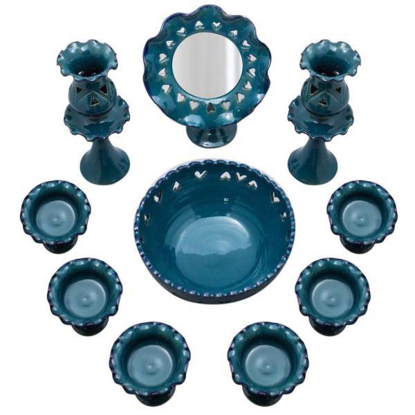 مجموعه هفت سین سفالی آرت گالری طرح فیروزه مدل A3067
