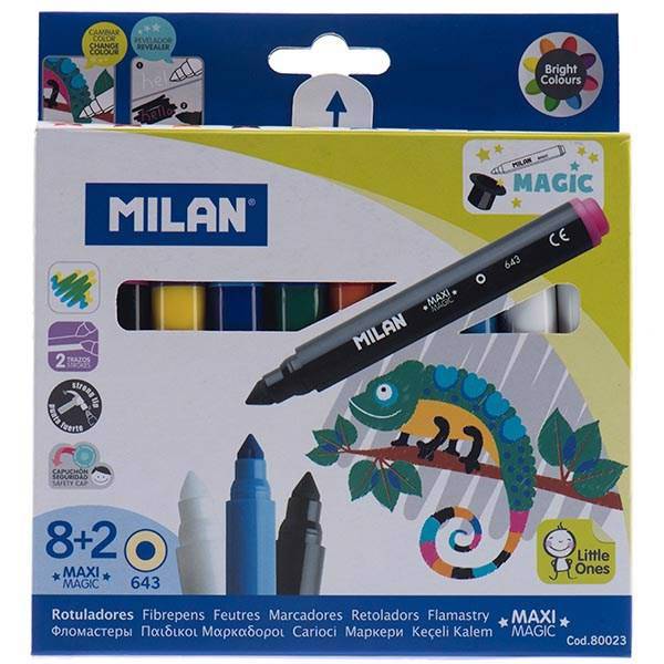 ماژیک رنگ آمیزی میلان مدل Maxi Magic - بسته 10 رنگ، Milan Maxi Magic Marker - Pack of 8+2