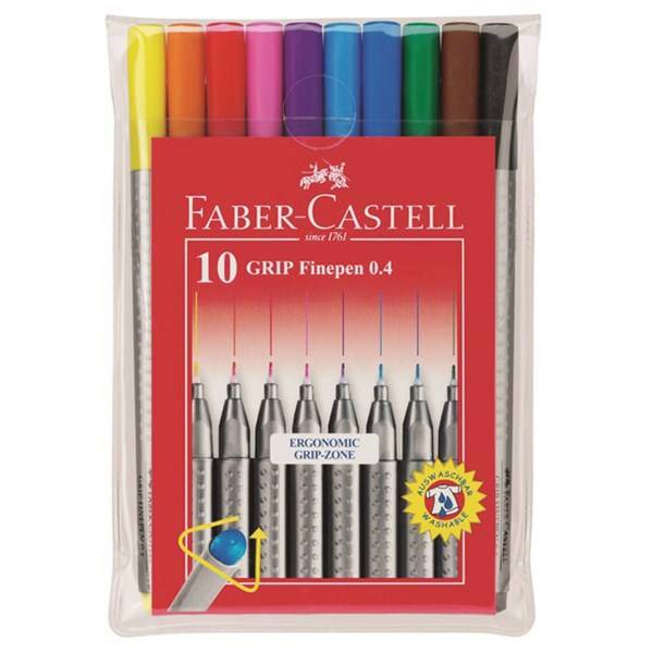 روان نویس 10 رنگ فابرکاستل مدل Grip Finepen، Faber Castell Grip Finepen 10 Color Rollerball Pen