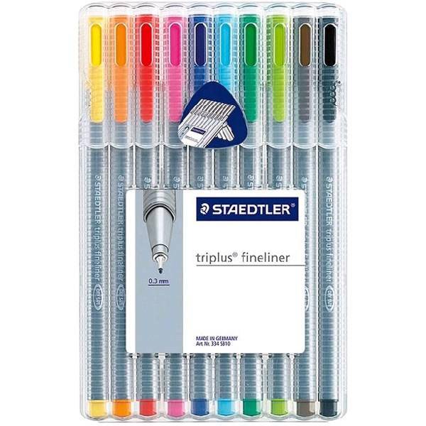 روان نویس 10 رنگ استدلر مدل Triplus Fineliner، Staedtler Triplus Fineliner 10 Color Rollerball Pen