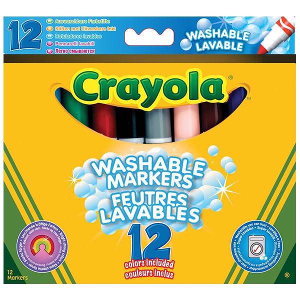 ماژیک رنگ آمیزی کرایولا مدل Washable Markers - بسته 12 رنگ، Crayola Washable Markers 12 Colors Marker