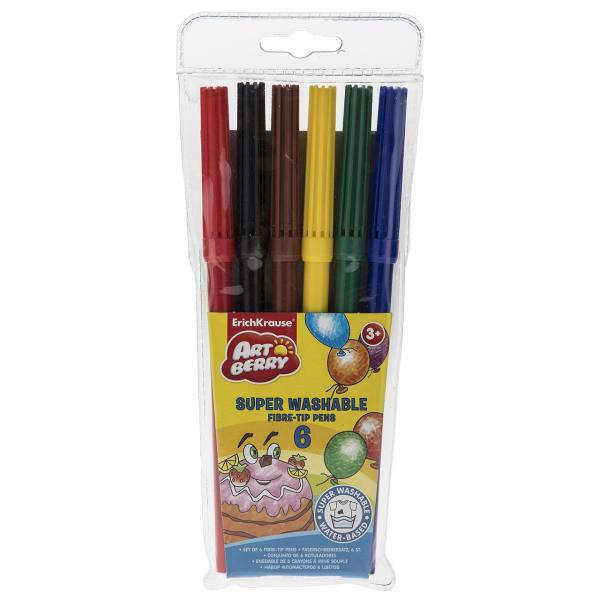 ماژیک رنگ آمیزی 6 رنگ اریک کراوزه مدل Super Washable، ErichKrause Super Washable 6 Color Painting Marker