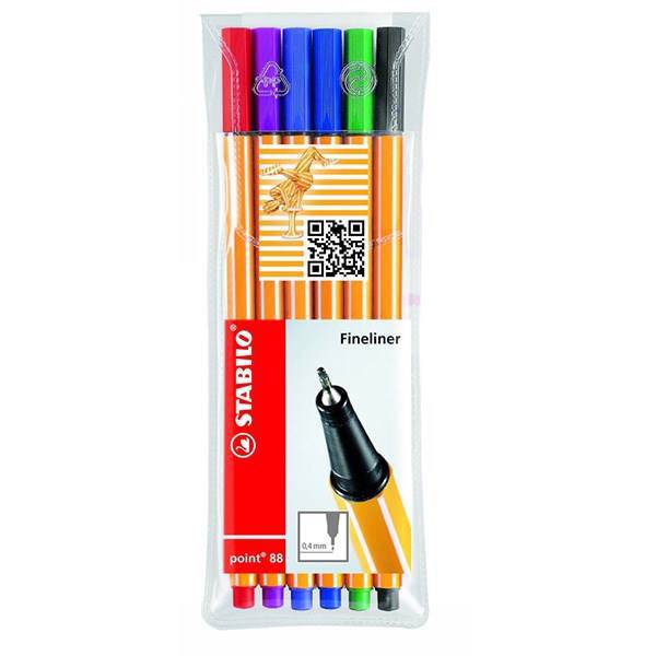 روان نویس 6 رنگ استابیلو مدل Point 88، Stabilo Point 88 6 Color Rollerball Pen