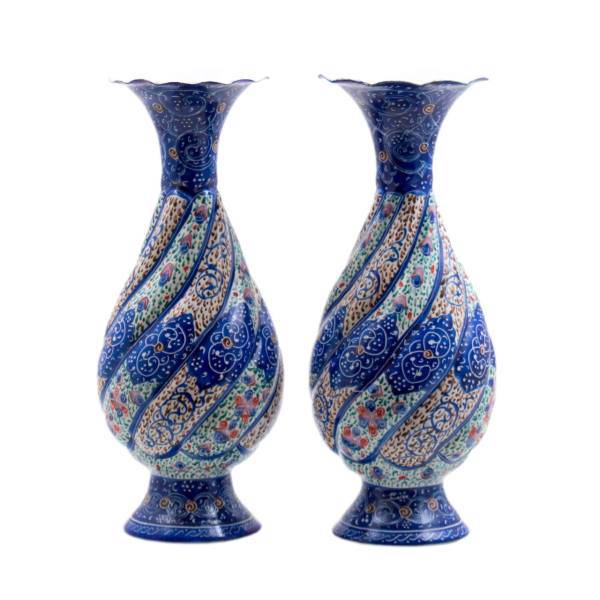 گلدان میناکاری رستا طرح 42-12-102 ارتفاع 15 سانتی متر مجموعه دو عددی