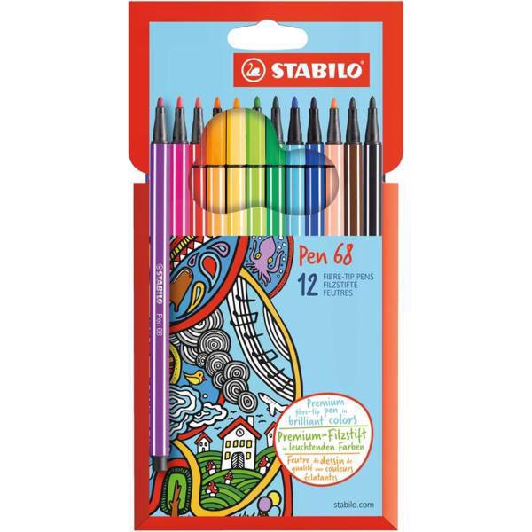 ماژیک رنگ آمیزی 12 رنگ استابیلو مدل Pen 68، Stabilo Pen 68 12 Color Painting Marker