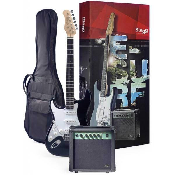 پکیج گیتار الکتریک دست چپ استگ مدل E SURF 250 LH BK، Stagg E SURF 250 LH BK Left Hand Electric Guitar Package